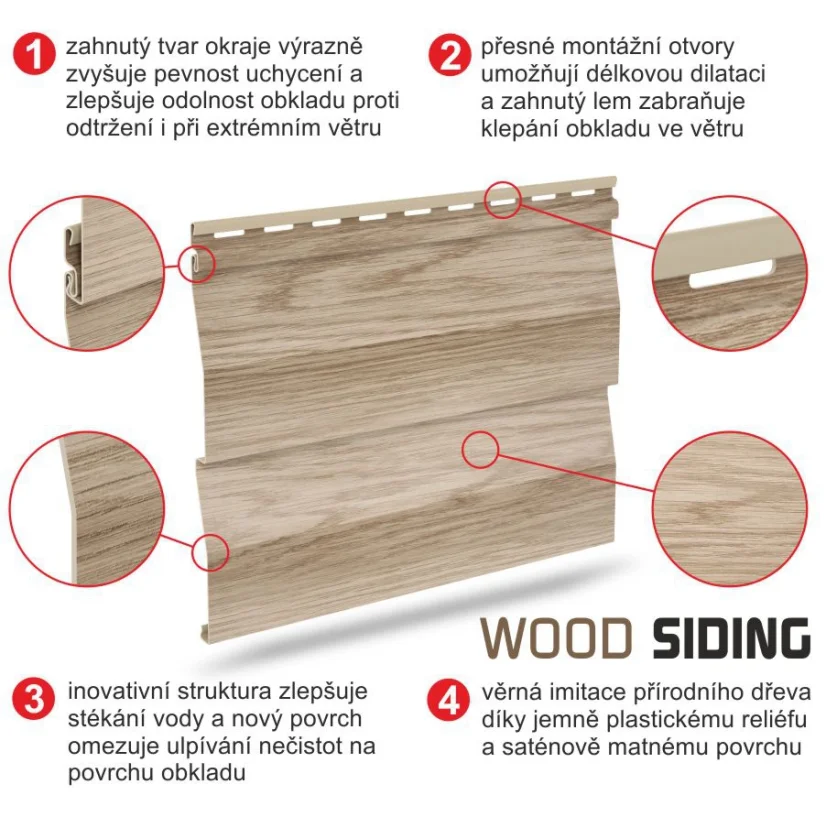 Fasádní obklad - WOOD SIDING SVP-B6 FRONTO V-BLACK - 57 světlý dub