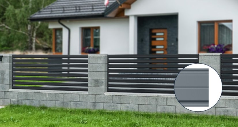Plechová plotovka SPAZIO - rovná - Barva: dřevodekor dub bělený, Vrstva laku: jednostranná (vrchní vrstva 35 µm, spodní vrstva 15 µm)