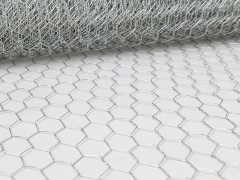 Chovatelské šestihranné pozinkované pletivo - Rozměr: 1 x 10 m	, Velikost ok: 0,8 x 25 mm (drát/oko)