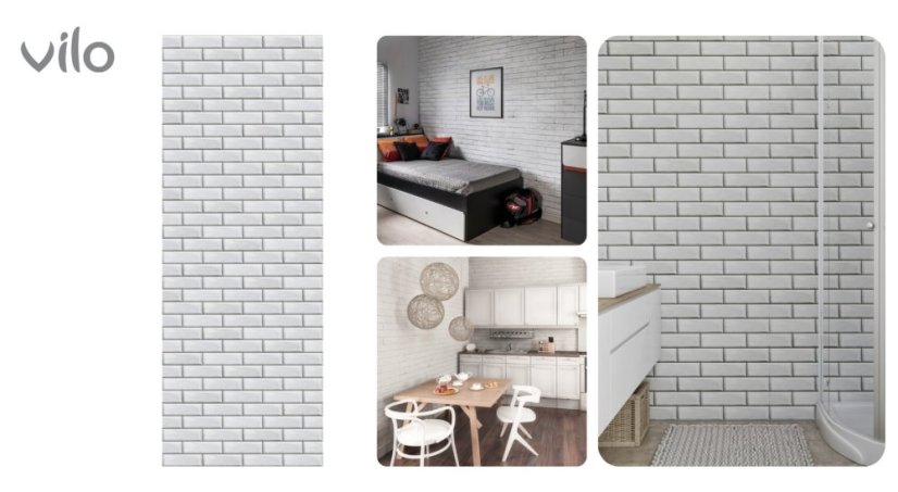 Interiérový obkladový panel Vilo MOTIVO Modern - White Brick |balení 4 ks|