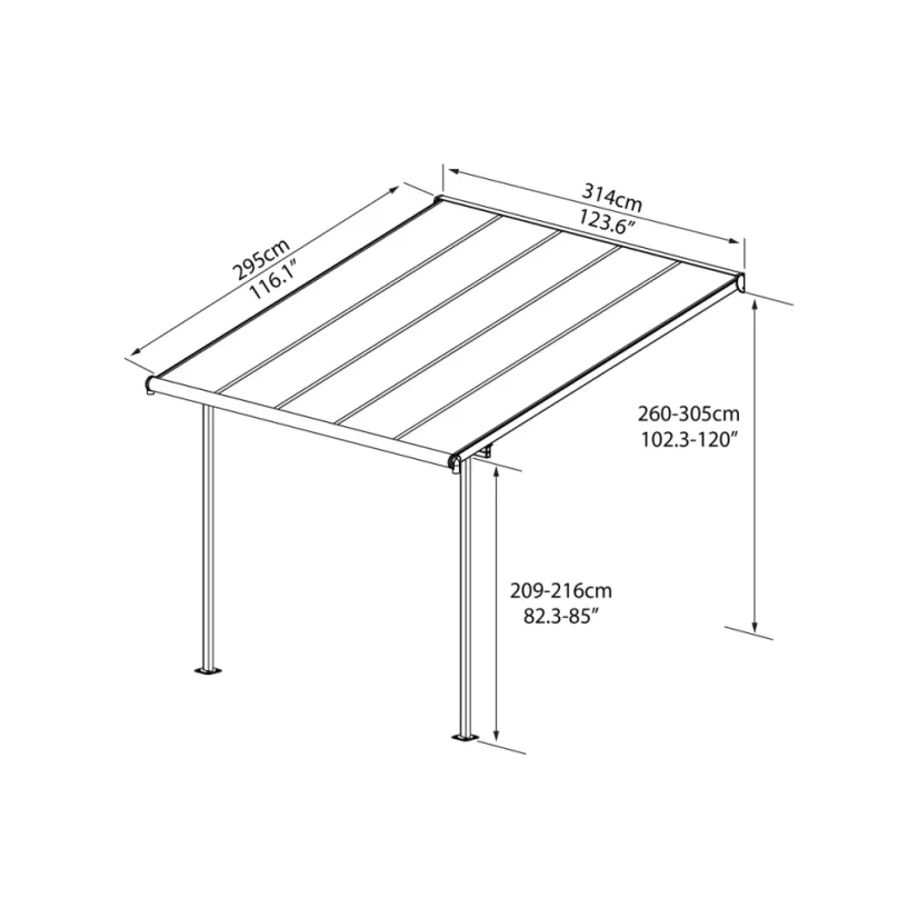 Hliníková pergola Sierra - bílá - Rozměr: 2,95 x 4,34 m