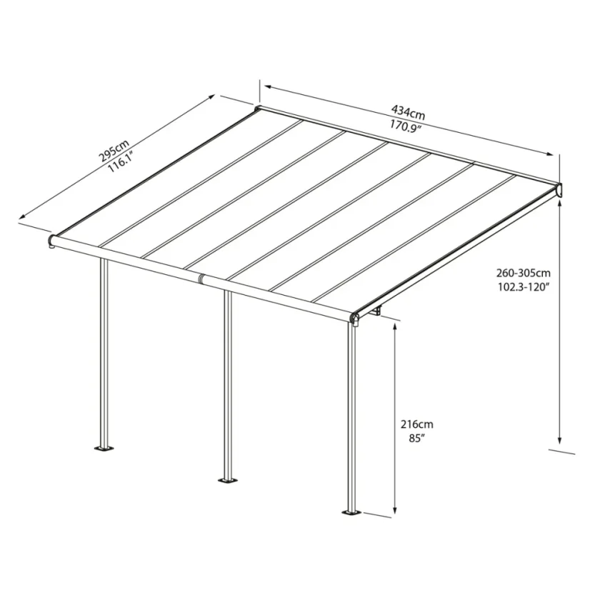Hliníková pergola Sierra - bílá - Rozměr: 2,95 x 4,34 m