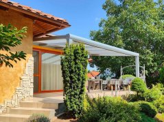 Masivní hliníková polykarbonátová pergola MB Line - krémová bílá