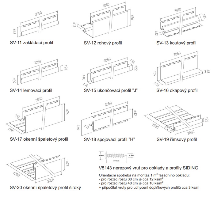 Římsový/fasádní profil velký WOOD SIDING SV-19 - Barva: polární dub