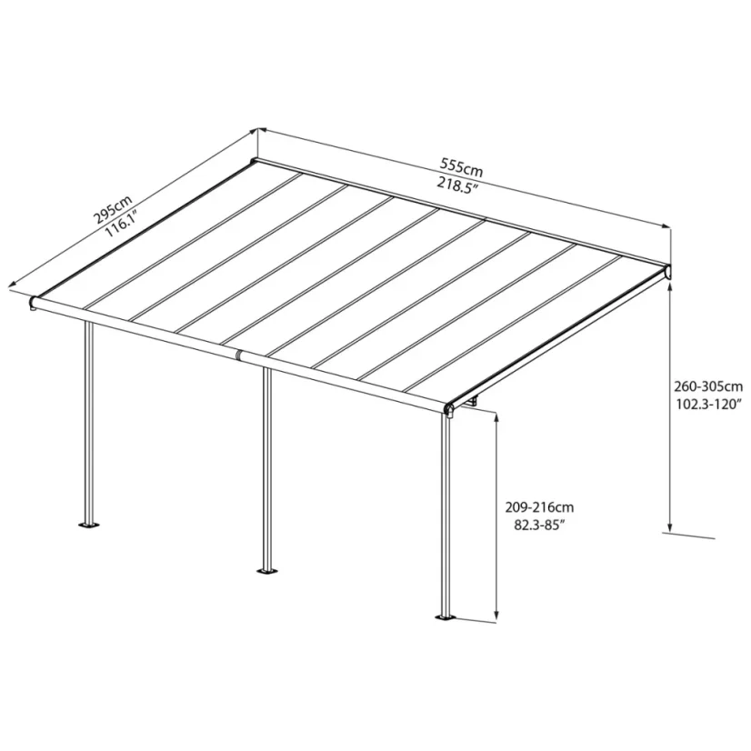 Hliníková pergola Sierra - bílá - Rozměr: 2,95 x 4,34 m