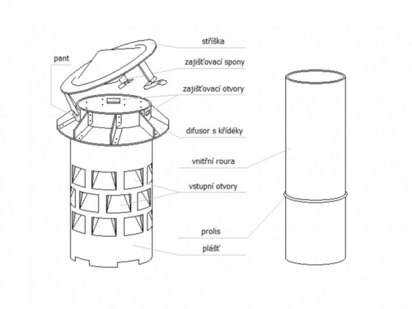 Komínová hlavice DASK se vsuvkou - Rozměr: ø 160 mm