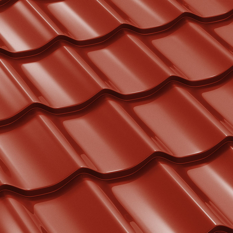 Plechová střešní krytina Classic Tile - RAL 3011 červená