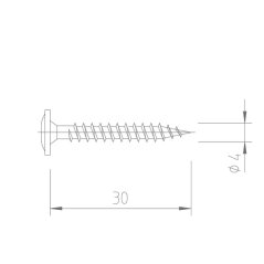 Upevňovací vrut V5143 - 4x30 mm - nerez A2, drážka Torx (balení 10 ks)