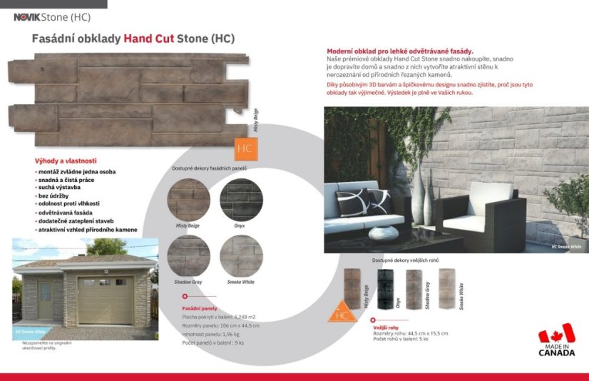 Fasádní obklad - NOVIK Hand Cut Stone HC100 - 230 Shadow Gray