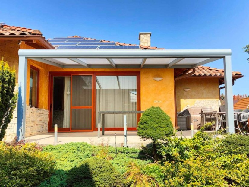 Masivní hliníková polykarbonátová pergola MB Line - krémová bílá - Rozměr: 406 x 200 cm