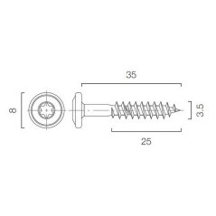 Upevňovací vrut V3535 - 3,5x35 mm - nerez A2, drážka Torx T15 (balení 10 ks)