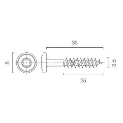 Upevňovací vrut V3535 - 3,5x35 mm - nerez A2, drážka Torx T15 |balení 10 ks|