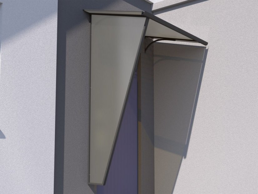 Boční stěna k vchodové stříšce T-160 - Varianta: levá, Barevná varianta konstrukce/výplň: antracit / kouřová