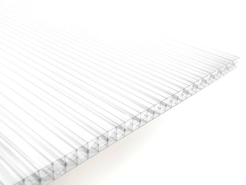 Komůrkový polykarbonát 16 mm - 6 stěn - 2,6 kg/m2 - čirý - Rozměr: 2,1 x 7 m
