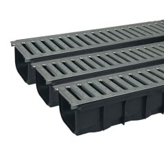 Plastový odtokový žlab A15 s pozinkovanou mříží (set 3 ks)