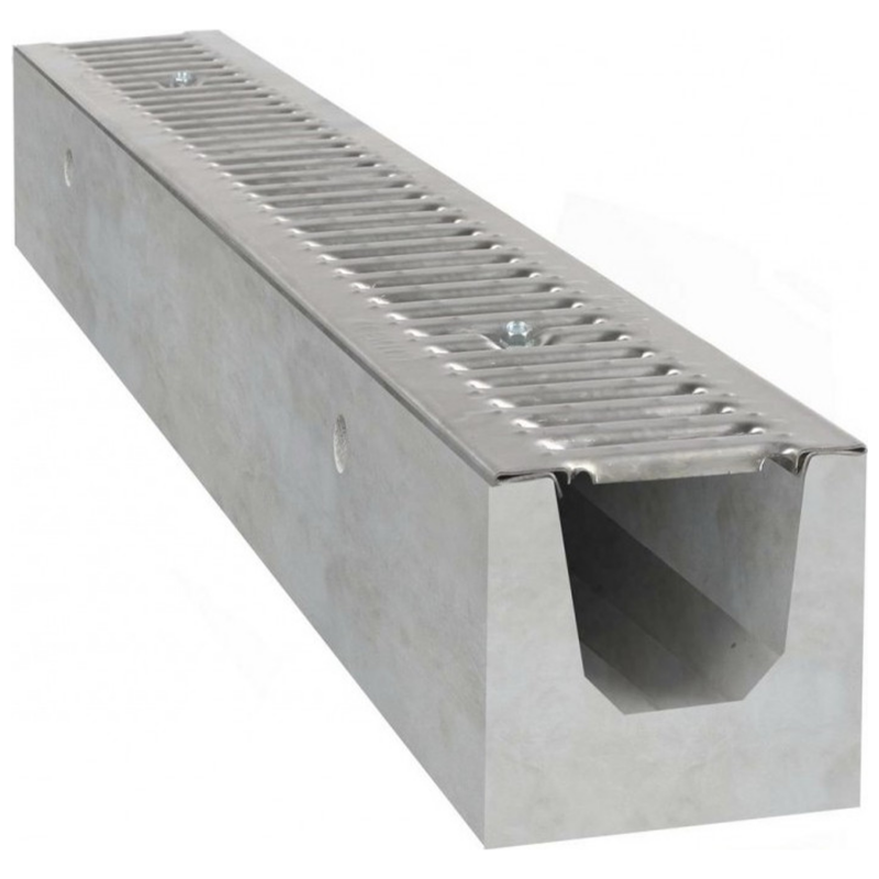 Betonový žlab A15 s pozinkovanou mříží - Rozměr: 1000 x 130 x 120 mm