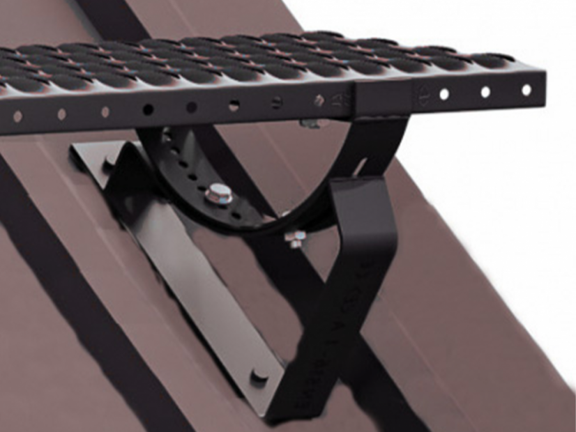 Držák roštu stoupací plošiny pro plechovou krytinu - Varianta: Plechová krytina, Rozměr: 350/20, Barva: cihlově červená